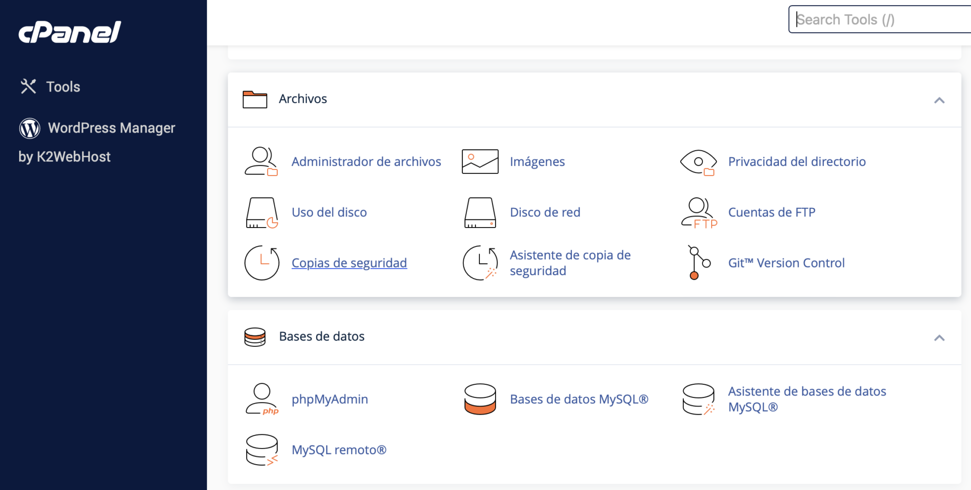 respaldos cpanel